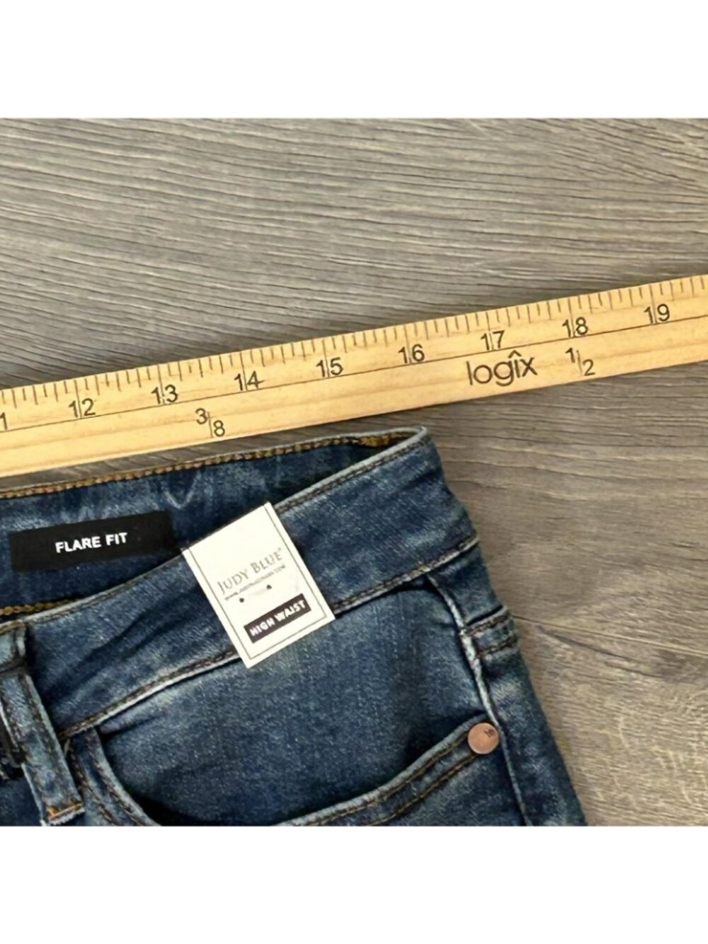 Judy Blue Flare Fit Jeans Womens 13/31 Med Blue High Rise Stretch Denim JB88172 - Picture 13 of 16
